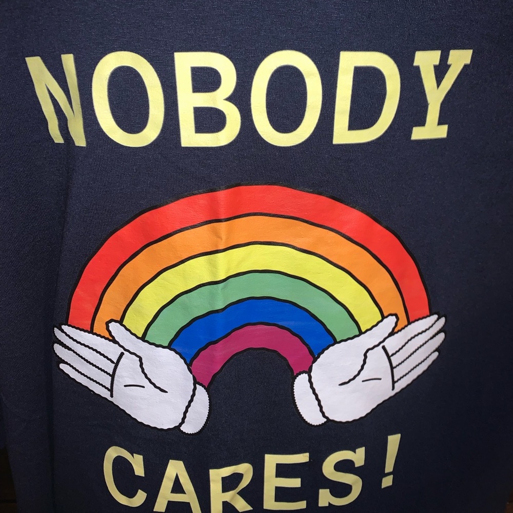 Nobody Cares Rainbow Mens Graphic Tee